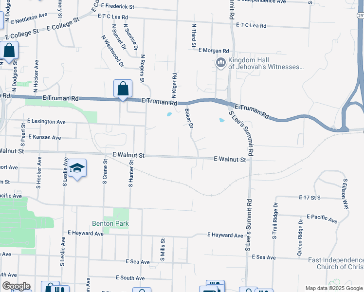 map of restaurants, bars, coffee shops, grocery stores, and more near 1423 South Haden Court in Independence