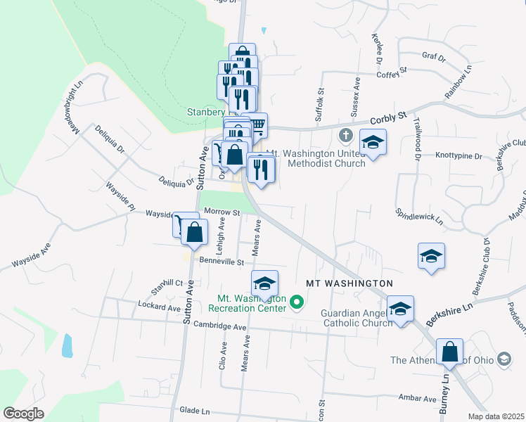 map of restaurants, bars, coffee shops, grocery stores, and more near in Cincinnati