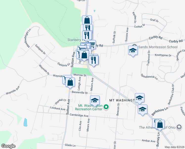 map of restaurants, bars, coffee shops, grocery stores, and more near 6001 Beechmont Avenue in Cincinnati