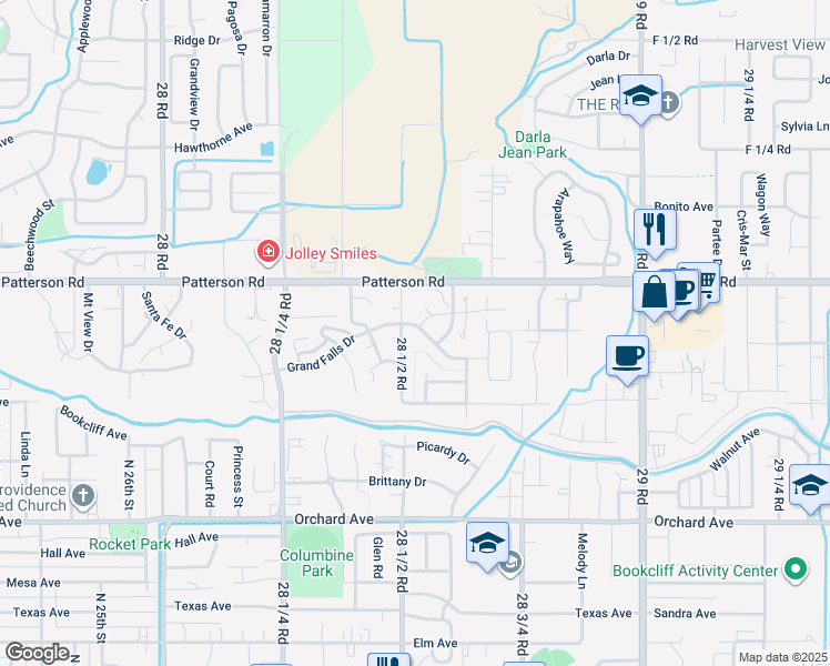 map of restaurants, bars, coffee shops, grocery stores, and more near 2853 Grand Falls Drive in Grand Junction