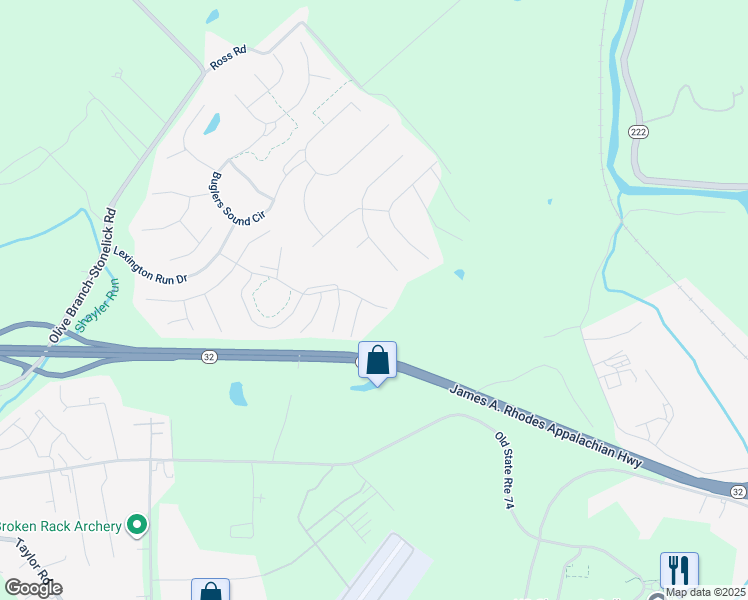 map of restaurants, bars, coffee shops, grocery stores, and more near 4540 Furlong Trail in Batavia