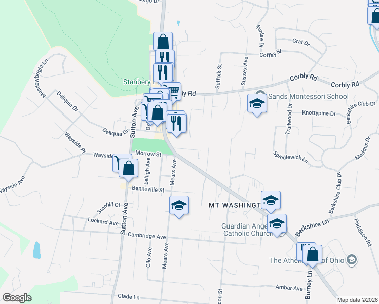 map of restaurants, bars, coffee shops, grocery stores, and more near in Cincinnati