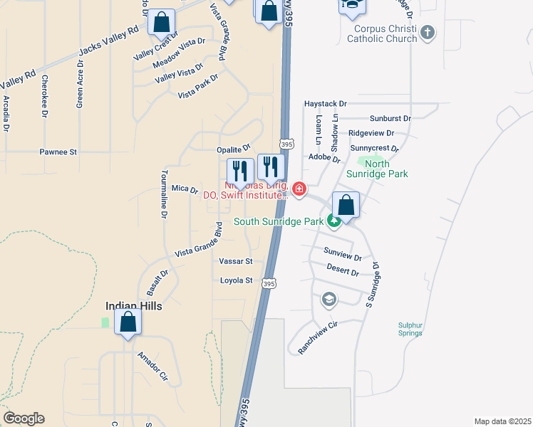 map of restaurants, bars, coffee shops, grocery stores, and more near 937 Azurite Lane in Carson City