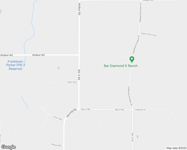 map of restaurants, bars, coffee shops, grocery stores, and more near 18155 Bar X Road in Colorado Springs