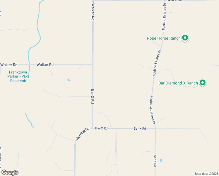 map of restaurants, bars, coffee shops, grocery stores, and more near 18155 Bar X Road in Colorado Springs