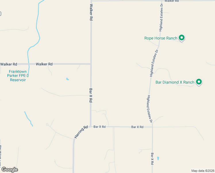 map of restaurants, bars, coffee shops, grocery stores, and more near 18155 Bar X Road in Colorado Springs