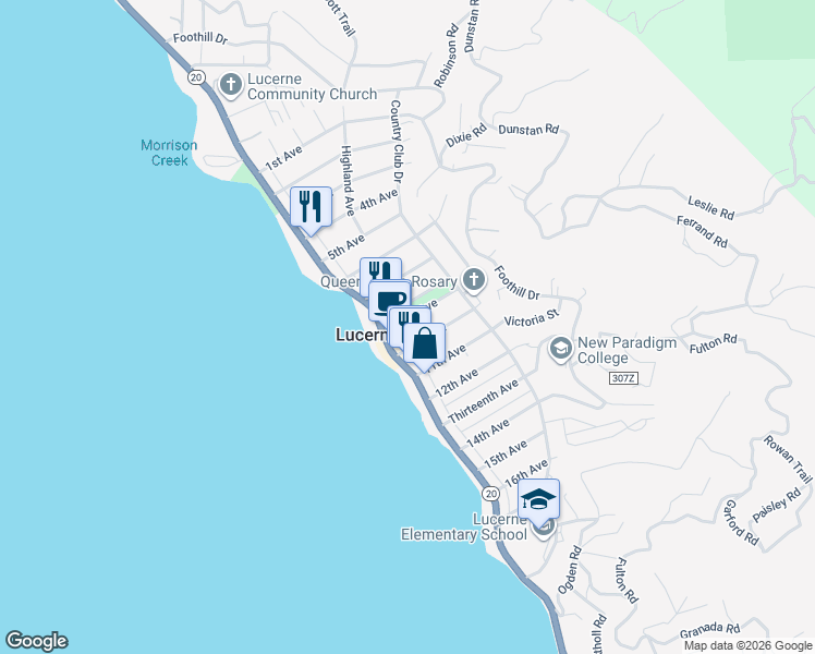 map of restaurants, bars, coffee shops, grocery stores, and more near 6324 10th Avenue in Lucerne