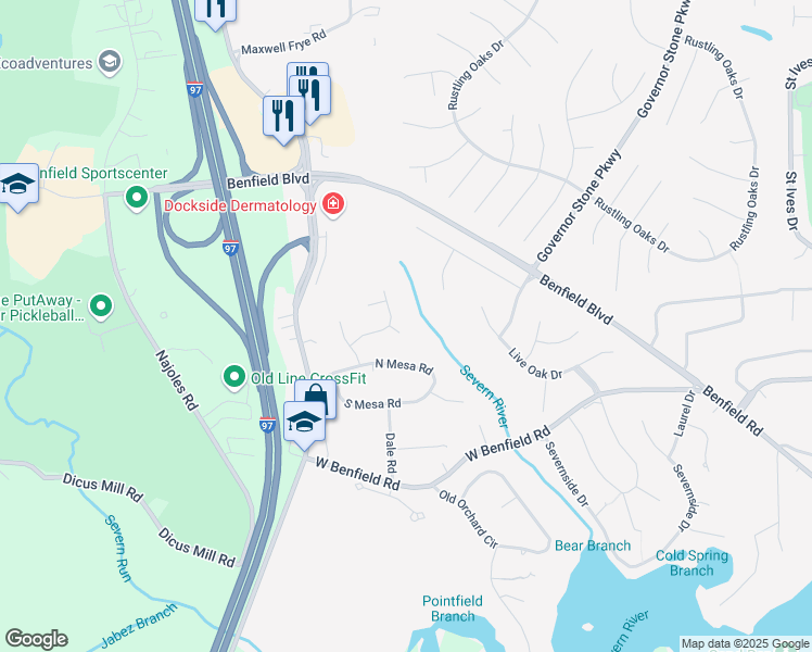 map of restaurants, bars, coffee shops, grocery stores, and more near 753 Cougar Court in Millersville