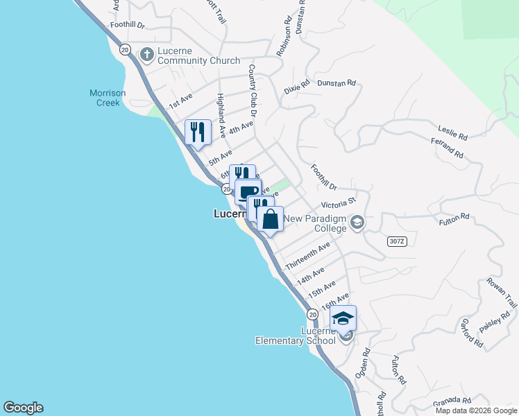 map of restaurants, bars, coffee shops, grocery stores, and more near 6321 9th Avenue in Lucerne