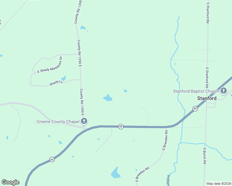 map of restaurants, bars, coffee shops, grocery stores, and more near 9840 Indiana 45 in Bloomington