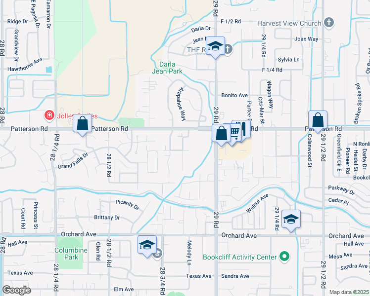 map of restaurants, bars, coffee shops, grocery stores, and more near 2887 Cascade Avenue in Grand Junction