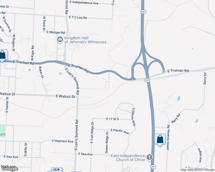 map of restaurants, bars, coffee shops, grocery stores, and more near 1619 East Kansas Avenue in Independence