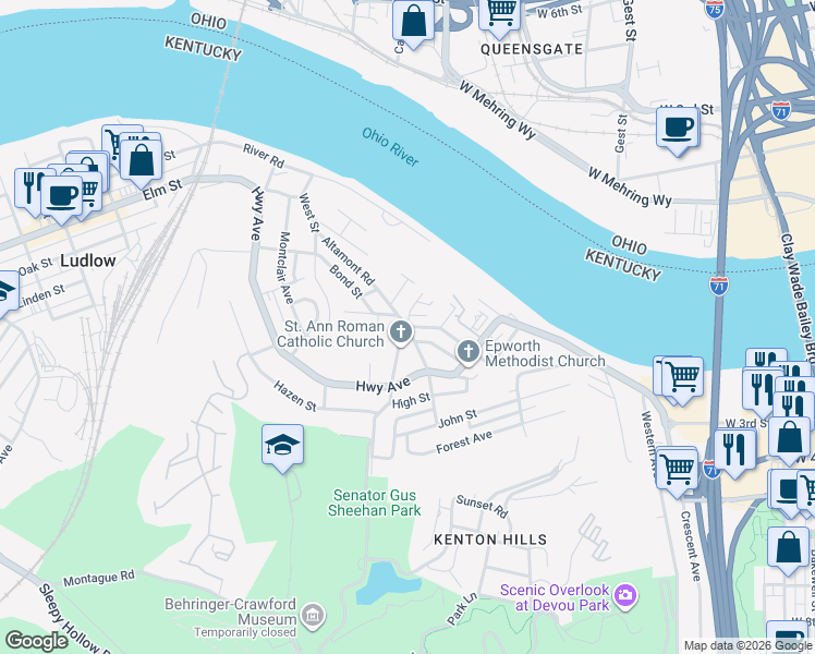 map of restaurants, bars, coffee shops, grocery stores, and more near Altamont Rd & Parkway St in Covington