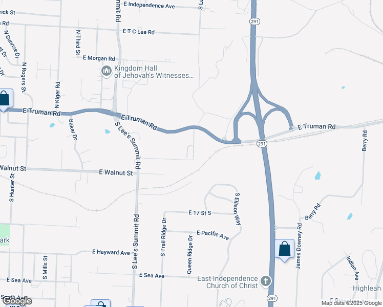 map of restaurants, bars, coffee shops, grocery stores, and more near 414 Hillside Drive in Independence