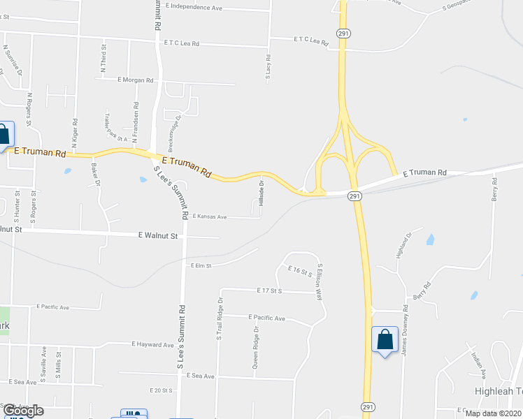 map of restaurants, bars, coffee shops, grocery stores, and more near 421 Hillside Drive in Independence