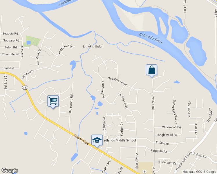 map of restaurants, bars, coffee shops, grocery stores, and more near 593 Briarwood Lane in Grand Junction