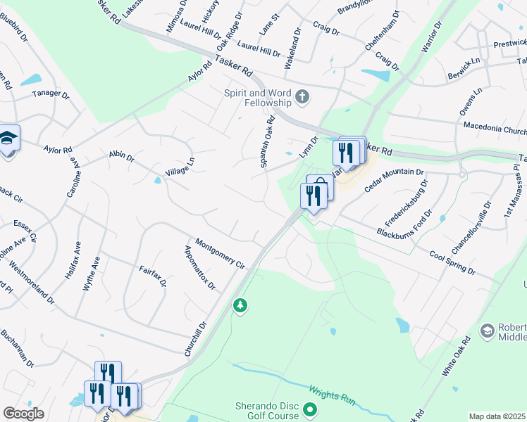 map of restaurants, bars, coffee shops, grocery stores, and more near 106 Sonoma Court in Stephens City