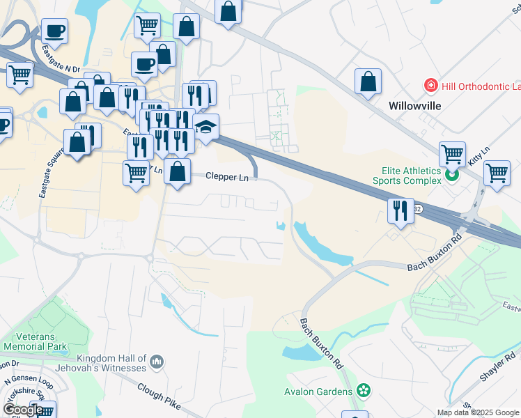 map of restaurants, bars, coffee shops, grocery stores, and more near 997 Kennedys Landing in Cincinnati