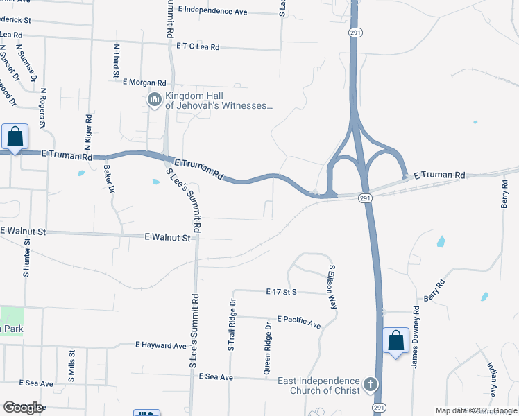 map of restaurants, bars, coffee shops, grocery stores, and more near 1619 East Kansas Avenue in Independence