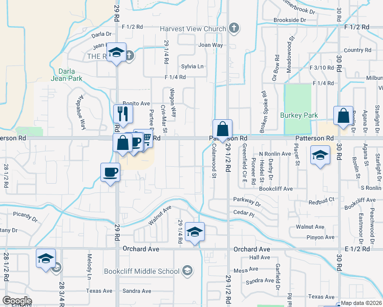 map of restaurants, bars, coffee shops, grocery stores, and more near 598 29 3/8 Road in Grand Junction