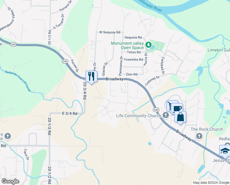 map of restaurants, bars, coffee shops, grocery stores, and more near 2099 Vivian Court in Grand Junction