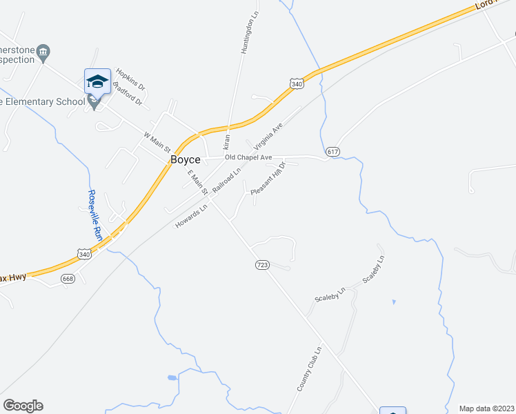 map of restaurants, bars, coffee shops, grocery stores, and more near 319 Limestone Court in Boyce