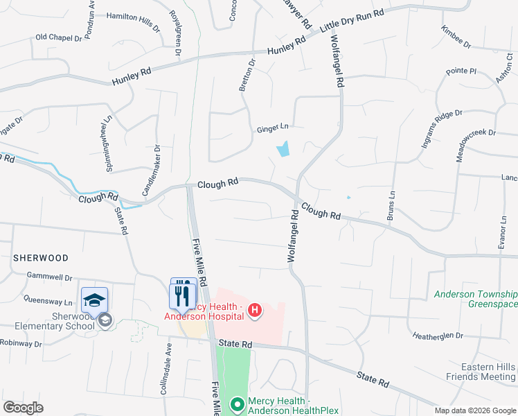 map of restaurants, bars, coffee shops, grocery stores, and more near 7504 Kingston View Court in Cincinnati