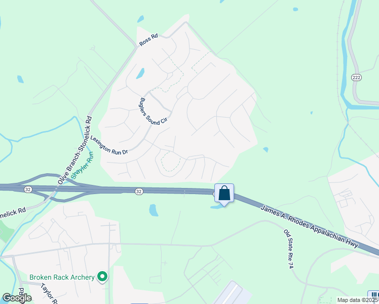 map of restaurants, bars, coffee shops, grocery stores, and more near 4764 Derby Place Road in Batavia