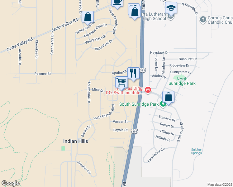 map of restaurants, bars, coffee shops, grocery stores, and more near 921 Mica Drive in Carson City