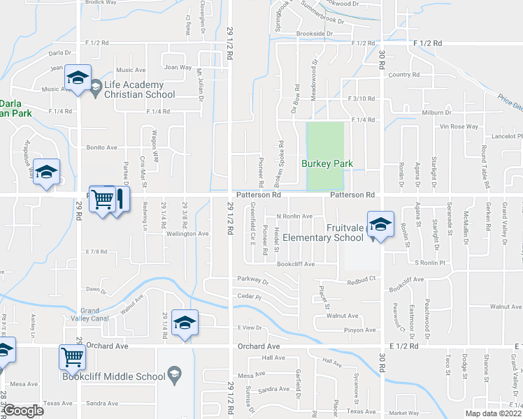 map of restaurants, bars, coffee shops, grocery stores, and more near 595 Pioneer Road in Grand Junction