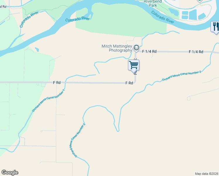map of restaurants, bars, coffee shops, grocery stores, and more near 3703 F Road in Palisade