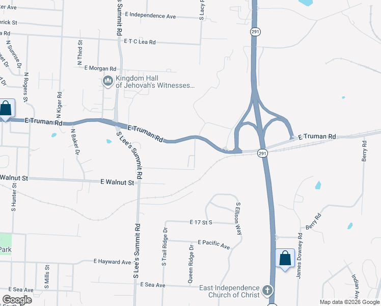 map of restaurants, bars, coffee shops, grocery stores, and more near 111 Hillside Drive in Independence