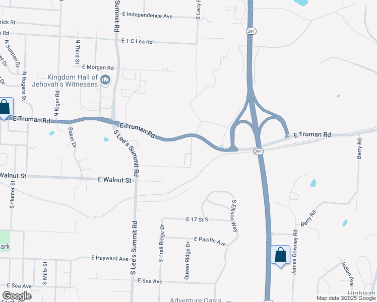 map of restaurants, bars, coffee shops, grocery stores, and more near 16303 East Truman Road in Independence