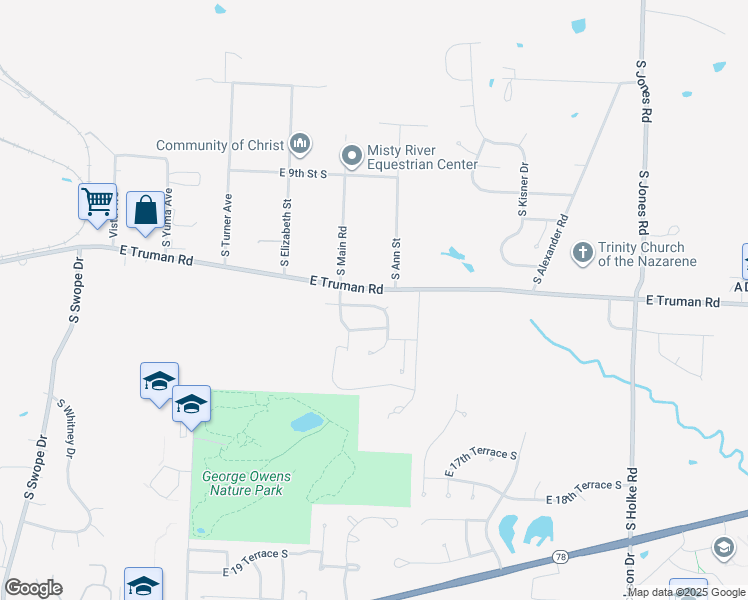 map of restaurants, bars, coffee shops, grocery stores, and more near 19000 East 12th Street South in Independence