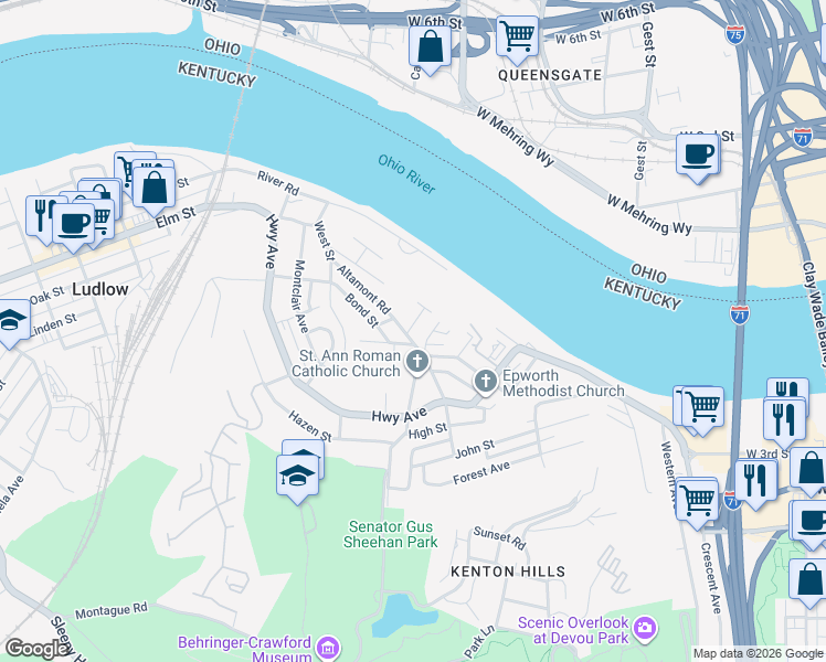 map of restaurants, bars, coffee shops, grocery stores, and more near 382 Altamont Road in Covington