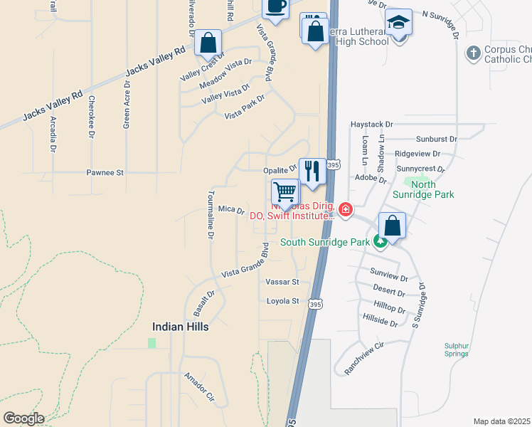 map of restaurants, bars, coffee shops, grocery stores, and more near 903 Mica Drive in Carson City