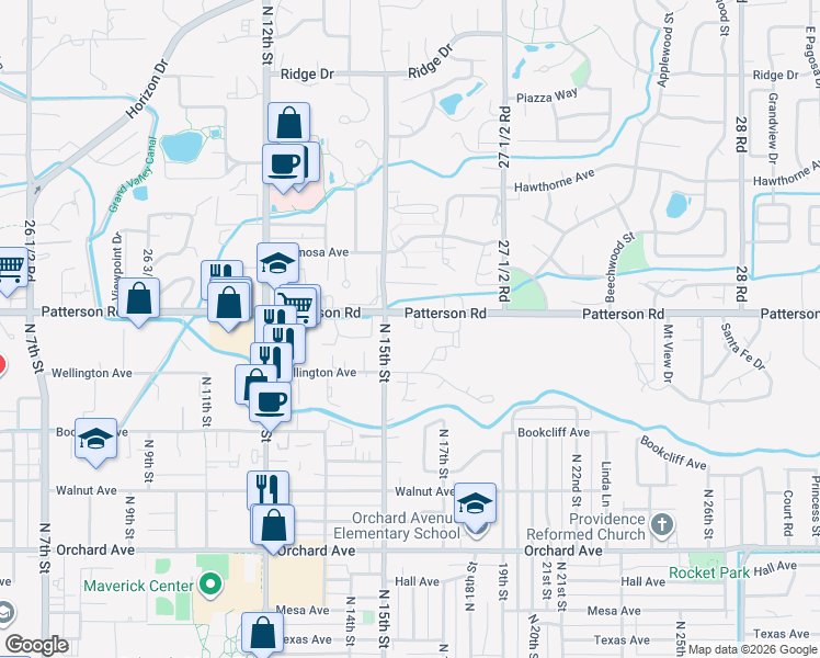 map of restaurants, bars, coffee shops, grocery stores, and more near 2680 North 15th Street in Grand Junction