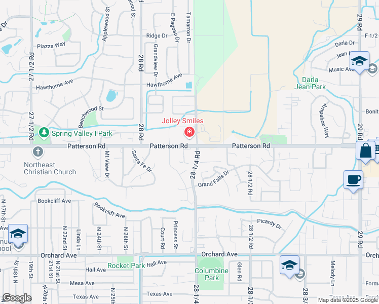 map of restaurants, bars, coffee shops, grocery stores, and more near 2461 28 1/4 Road in Grand Junction