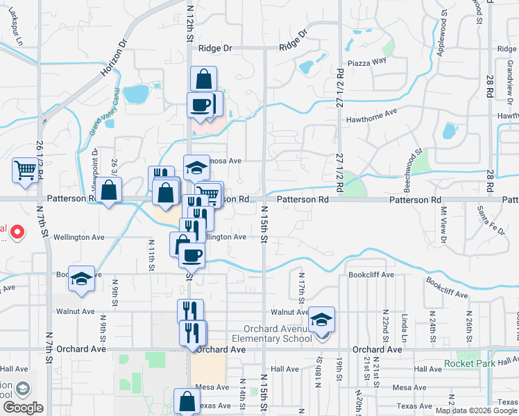 map of restaurants, bars, coffee shops, grocery stores, and more near 2680 North 15th Street in Grand Junction