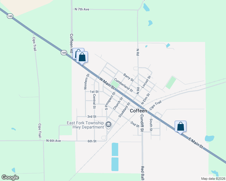 map of restaurants, bars, coffee shops, grocery stores, and more near 400 West Main Street in Coffeen