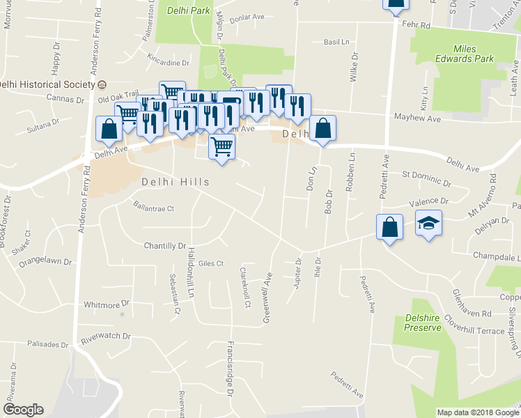 map of restaurants, bars, coffee shops, grocery stores, and more near 316 Glenroy Avenue in Cincinnati
