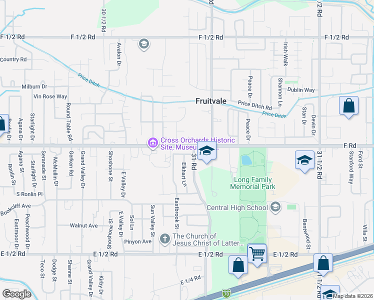 map of restaurants, bars, coffee shops, grocery stores, and more near 3088 Heatherton Avenue in Grand Junction