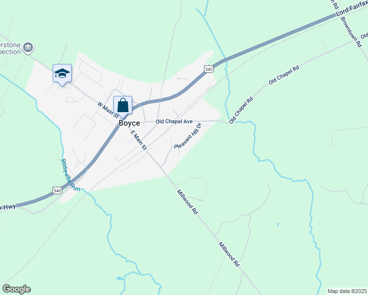 map of restaurants, bars, coffee shops, grocery stores, and more near 212 Pleasant Hill Drive in Boyce