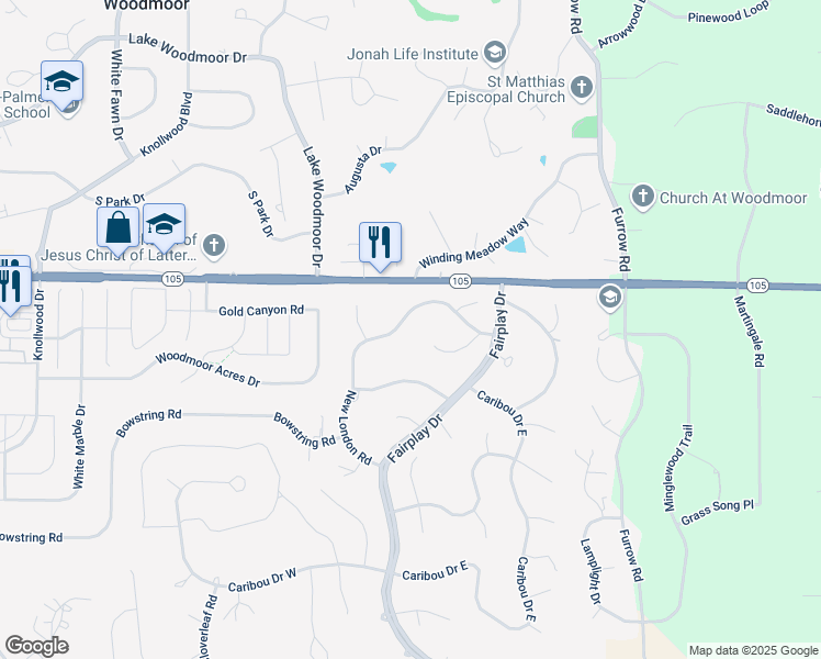 map of restaurants, bars, coffee shops, grocery stores, and more near 480 Wolverine Way in Monument