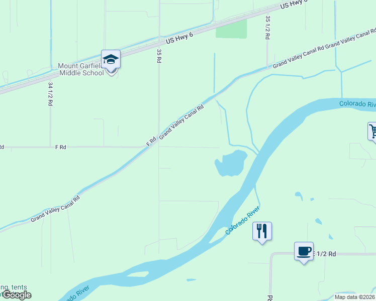 map of restaurants, bars, coffee shops, grocery stores, and more near 3517 F Road in Clifton