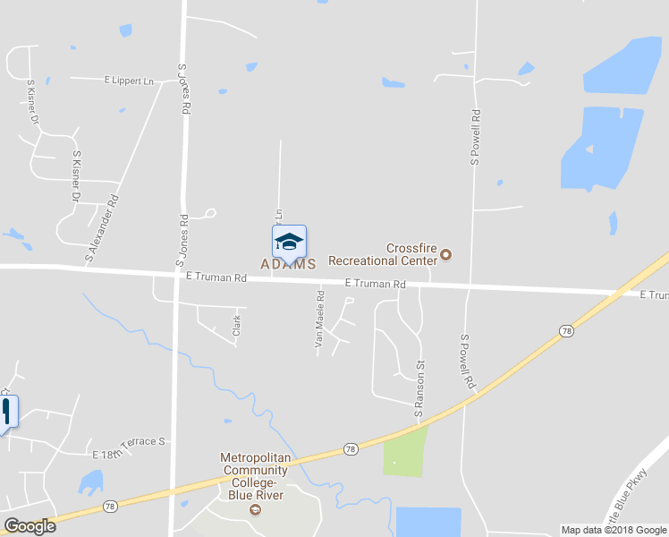 map of restaurants, bars, coffee shops, grocery stores, and more near 20602 East Truman Road in Independence