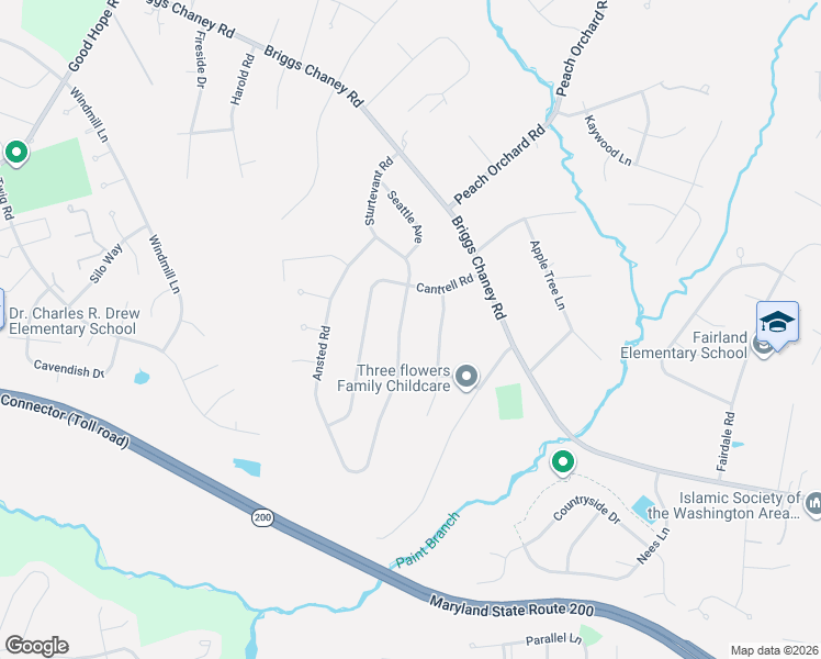 map of restaurants, bars, coffee shops, grocery stores, and more near 14321 Sturtevant Road in Silver Spring