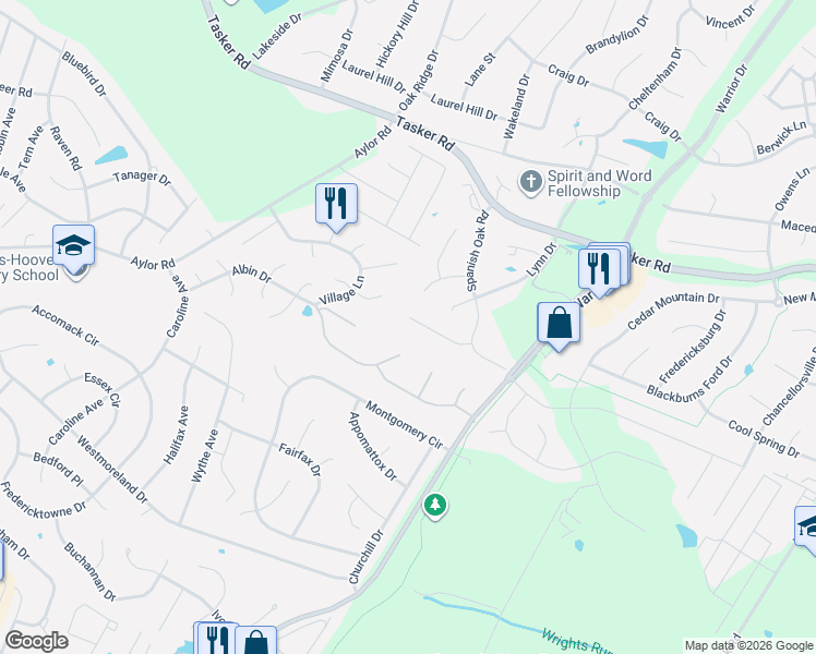 map of restaurants, bars, coffee shops, grocery stores, and more near 129 Shumard Court in Stephens City