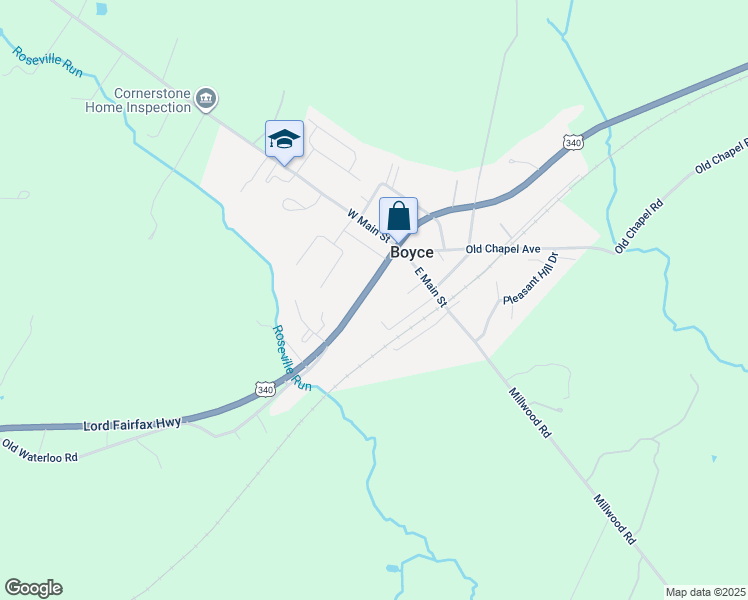 map of restaurants, bars, coffee shops, grocery stores, and more near 17 South Greenway Avenue in Boyce