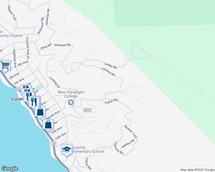 map of restaurants, bars, coffee shops, grocery stores, and more near 4061 Highland Road in Lucerne